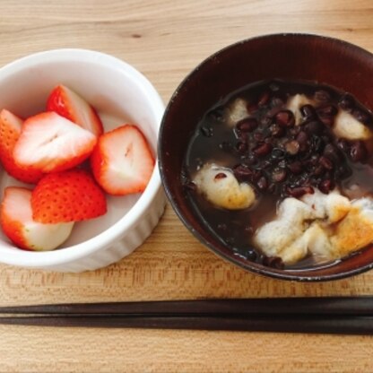 ぜんざい初めて作りました〜♪大変なイメージがあったけど缶詰を使うとすぐにできるんですね！これならまたいつでも作れそうです♪美味しかったです(*´˘`*)♡